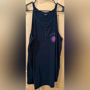 Torrid Black Sleeveless Top with Pink Sun Design